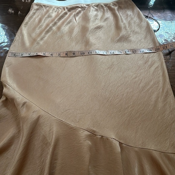 Tan Maxi Trumpet Skirt with Asymmetrical Ruffles - Picture 6 of 9